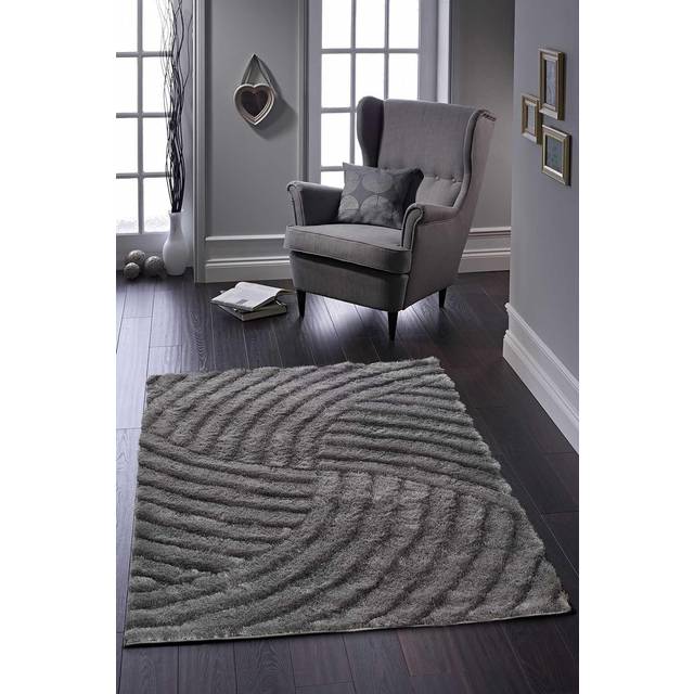 Origins Dallas Silver/Charcoal Abstract Shaggy Rug