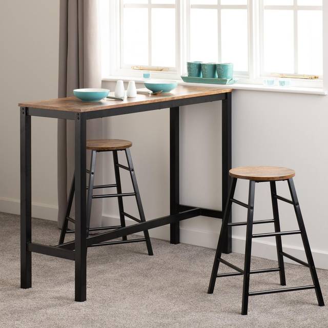 Athens 2 Seater Rectangular Bar Table with 2 Stools - Acacia
