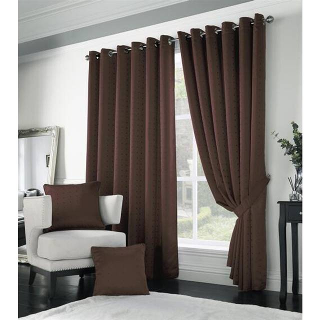 Adiso Eyelet Ring Top Curtains - Dark Brown / 274cm / 229cm