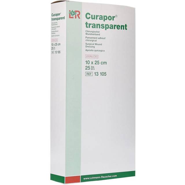 Sårfilm med dyna Curapor Transparent - 10x25cm (dyna 5x20cm) - 25 st