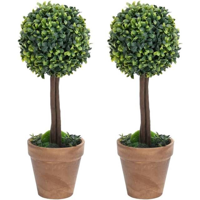 Vidaxl - Artificial Boxwood Plants 2 pcs with Pots Ball Shaped Green 41 cm
