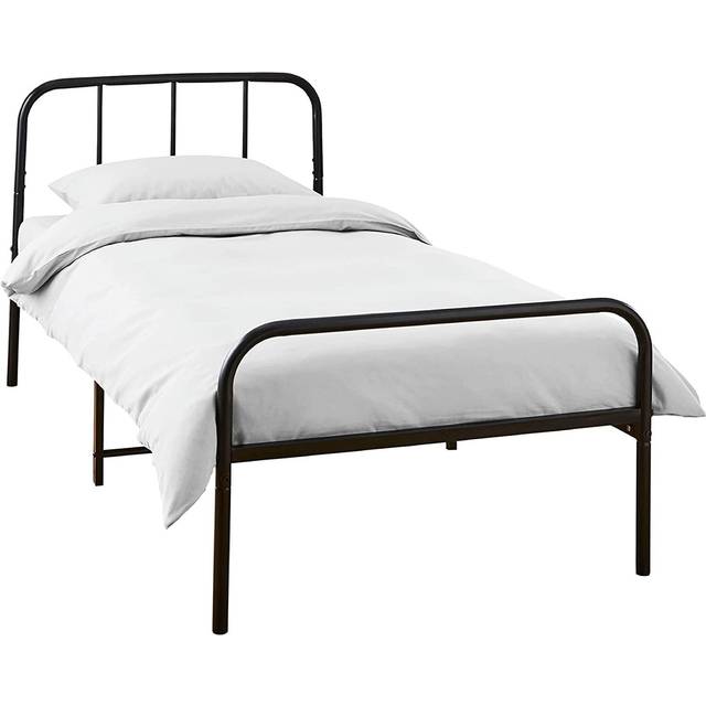 Single Extra Strong Metal Bed Frame with Rounded Head in White - White