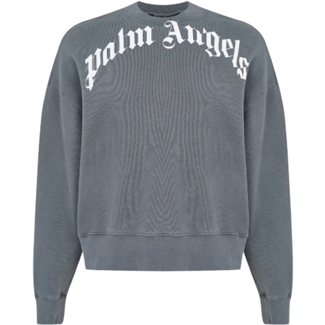 GD Curved Logo Washed Black Sweater - Grey - M