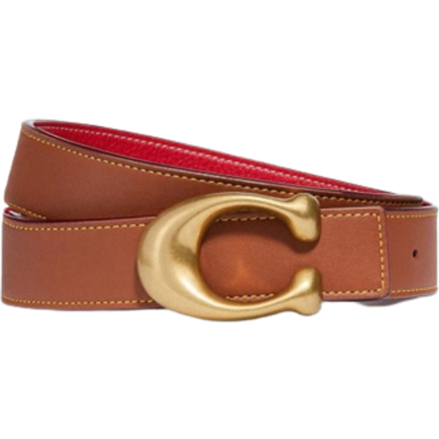 Coach Women's 32mm Sculpted C Reversible Belt - Black 1941 Saddle - M - Brown