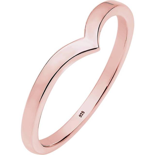 Elli Damring V ring V geo stacking geo basic tidlös trend rosé guldpläterad silver 925 0602280516, 54 EU, Året runt, Utan