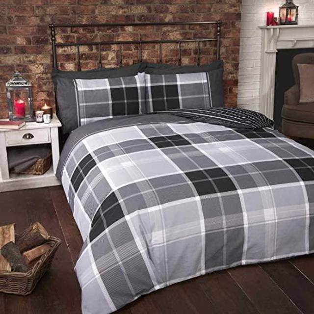 Rapport Home Argyle Double Grey Duvet Set - Silver