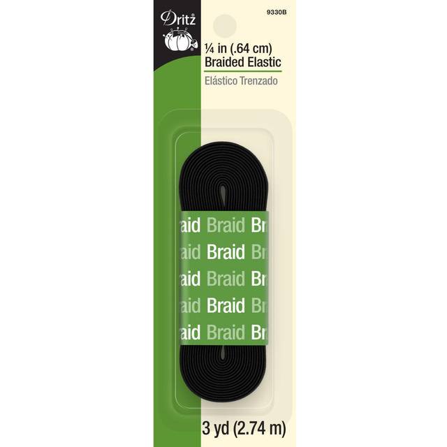 Dritz x  Black Braided Elastic  1/4-Inch by 3-Yard
