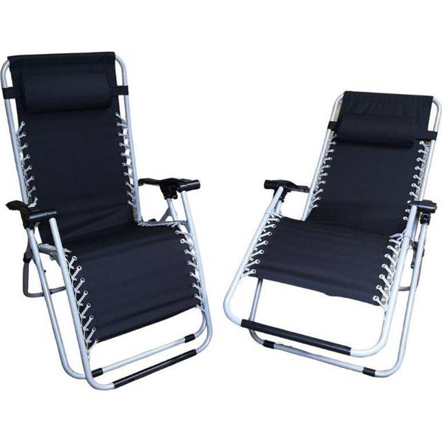 Multi Position Garden Gravity Relaxer Chair Sun Lounger - Silver