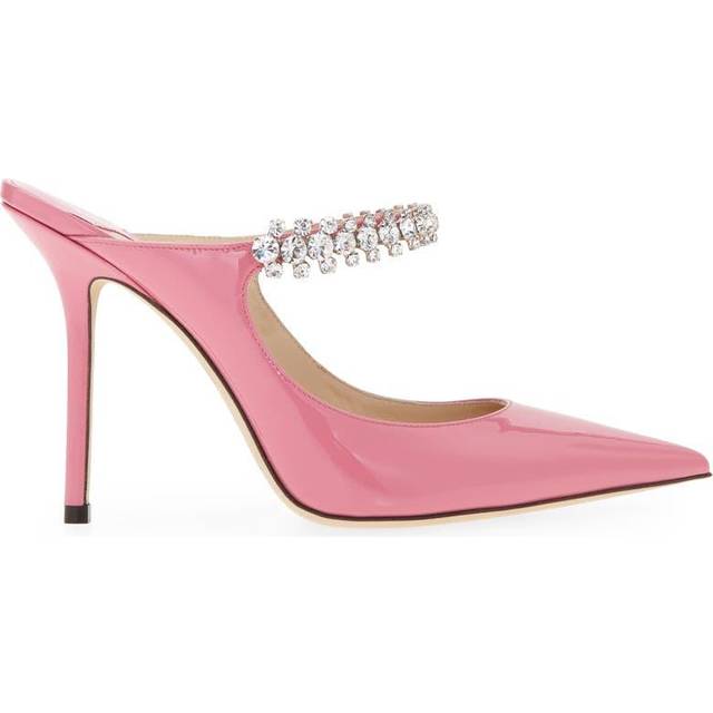 Jimmy Choo Womens Ballet Pink Bing 100 Crystal-embellished Patent-leather Heeled Mules Eur 40.5 / 7.5 Uk Women - Ballet pink