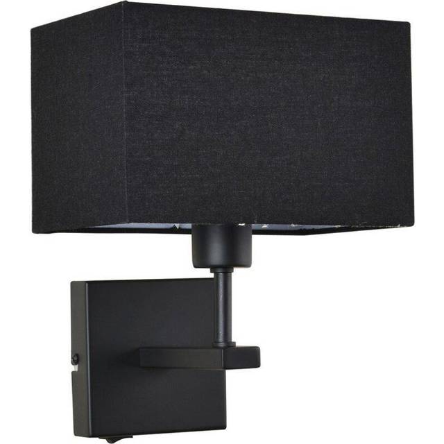 Norte - Modern Bedside Lamp Black Matt 1 Light with Black, Rectangular Shade, E27 - Italux