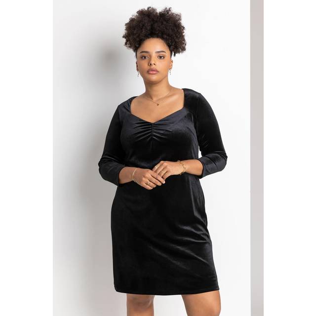 Sweetheart neck velvet dress - ladies roman curve women