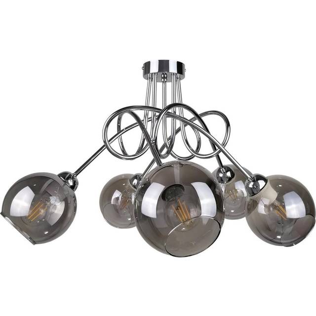Keter Lighting - Keter Ring Multi Arm Semi Flush Ceiling Light Silver, 70cm, 5x E27