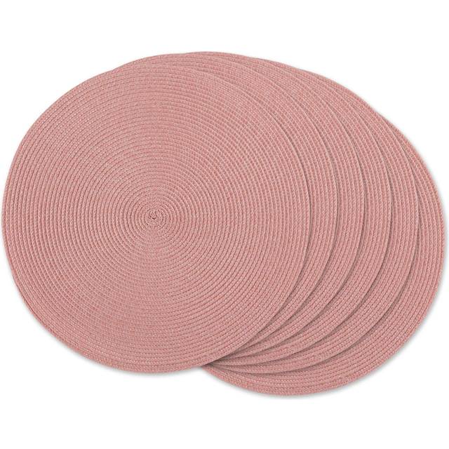 DII classic Woven Tabletop collection  IndoorOutdoor Placemat Set  Round  15 Diameter  Pink Sorbet  6 Piece