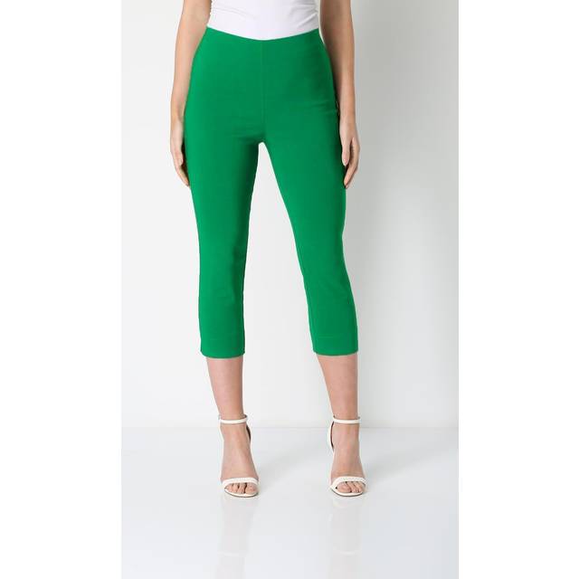 Roman Cropped Stretch Trouser Capri Summer Leggings 3/4 Pedal Pushers In Emerald - 18