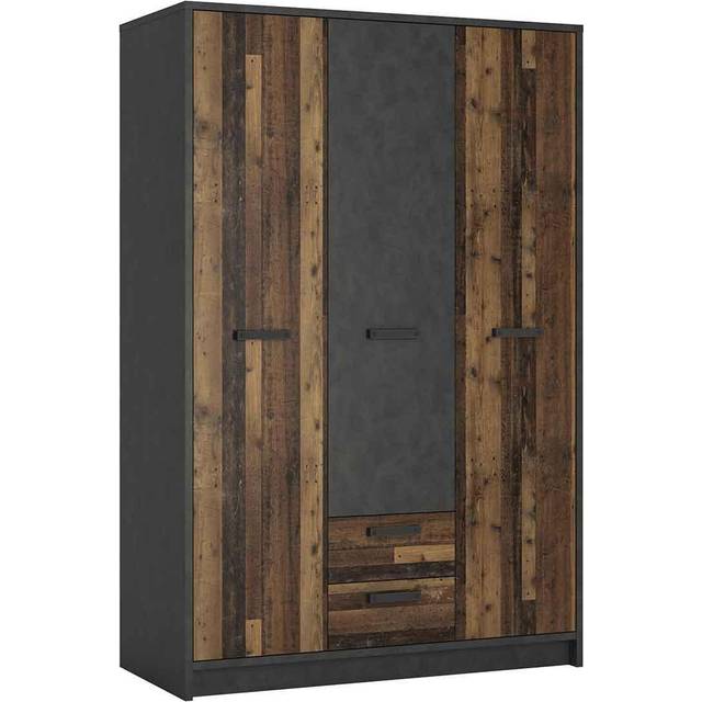 Florence Brooklyn 3 Door 2 Drawer Walnut and Dark Matera Grey Wardrobe - Furniture to Go