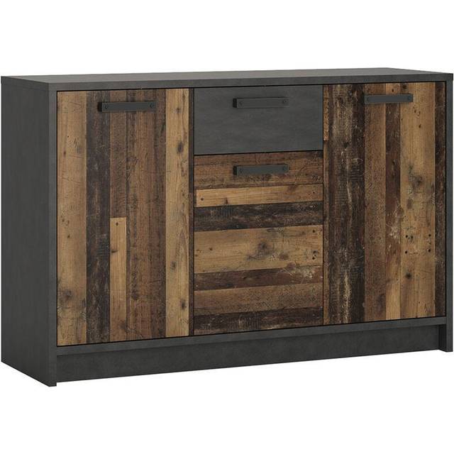 Florence Brooklyn 3 Door Single Drawer Walnut and Dark Matera Grey Cabinet - Furniture to Go - 42 x 128 x 84cm