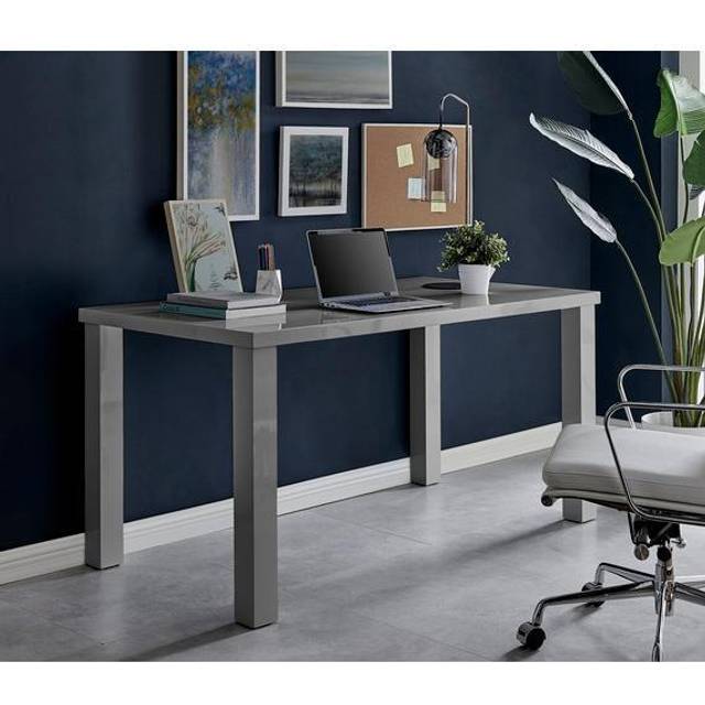 Pivero Grey High Gloss Home Office Writing Desk Large - Grey