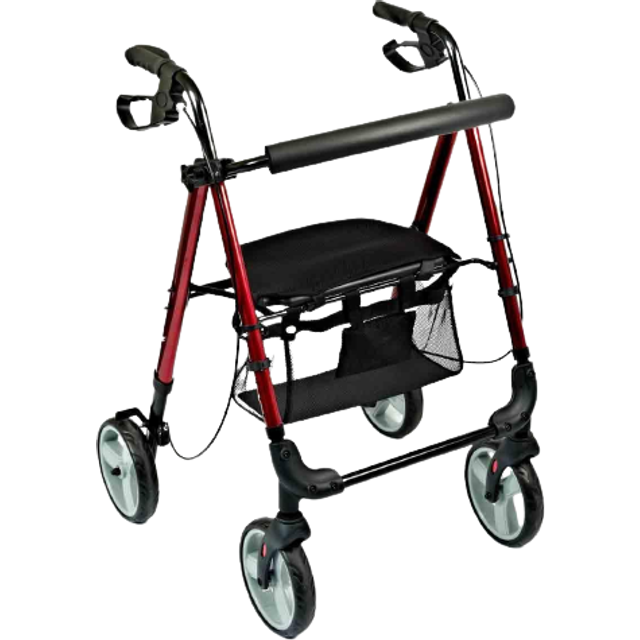 Nrs Healthcare Lightweight Four Wheeled Rollator With Seat - Red, Red