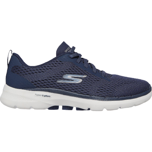 Skechers dam Go Walk 6 Bold Vision Road löparsko, Marinblå textil vit trim, 37.5 EU