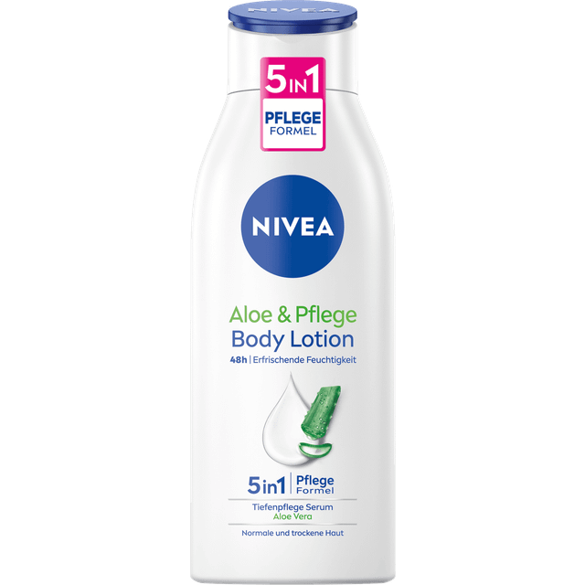 Aloe & Care Body Lotion (400 ml), Care for Dry Skin with Deep Care Serum and Aloe Vera, 3-in-1 Formula: 48h Care, Softness and Naturally Beautiful