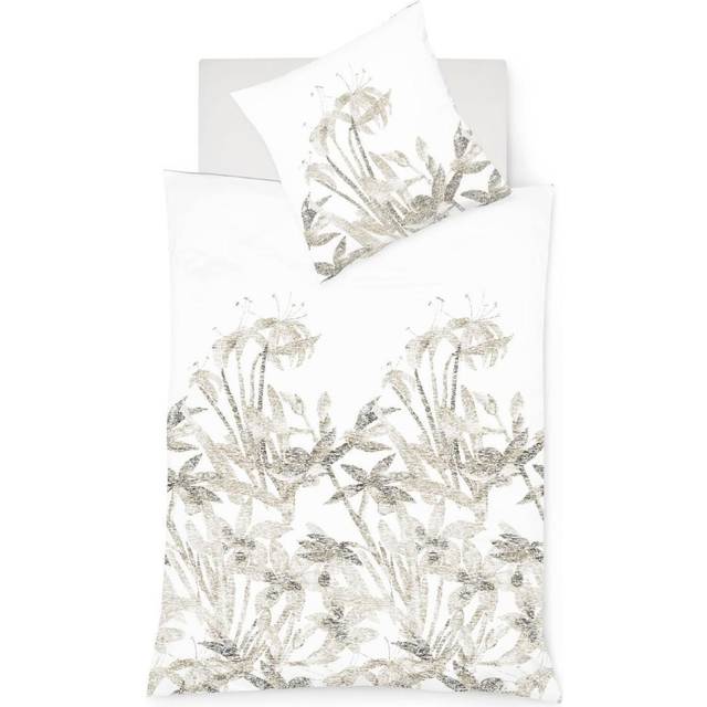 Leinen Cassis 92 TC Reversible Duvet Cover Set - Cream (Single - 1 Pillowcase (80 x 80 cm))