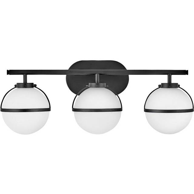 Hinkley Hollis 3 Light Black Opal Glass Wall Light, Black