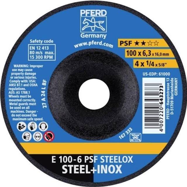 PFERD 62010720 E 100-6 PSF STEELOX/16,0 Skrubbskiva bockad 100 mm 16 mm 10 st