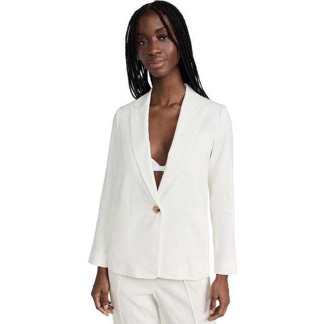 Vince Single-Breasted Linen-Blend Blazer