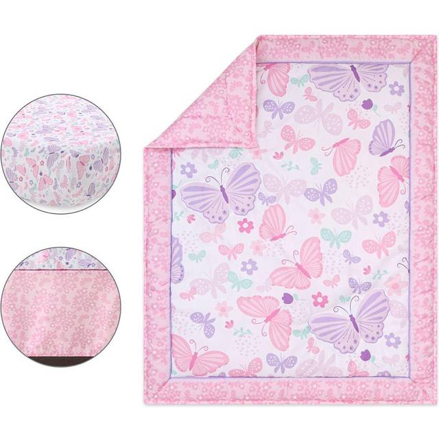 The Peanutshell 3 Piece Baby Crib Bedding Set for Girls - Newborn  Infant & Toddler Nursery Bed Set Decor with Fitted Crib Sheet  Dust Ruffle Comforte