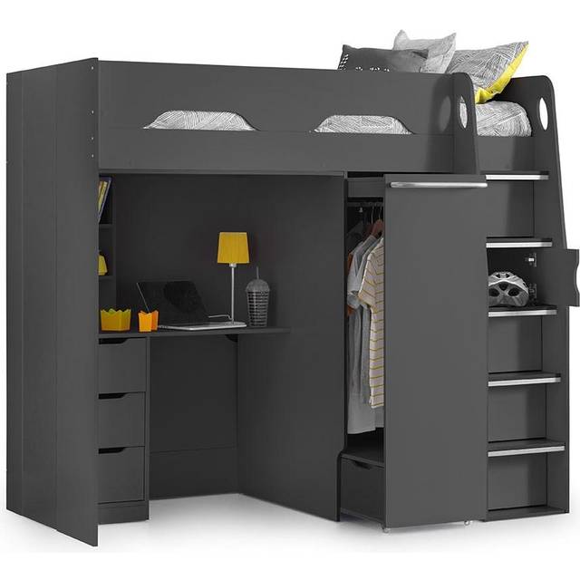 Julian Bowen Pegasus Grey Oak High Sleeper with Storage - Wood - Single