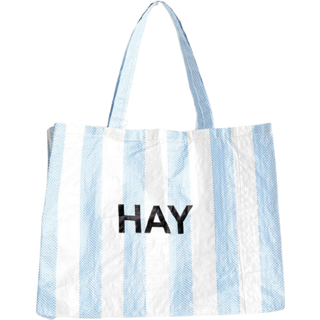 HAY - Recycled Candy Stripe Bag - Bärbar väska - Medium - Blue and White - W50 x D12 x H37 cm