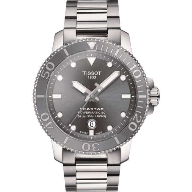 TISSOT Seastar 1000 Powermatic 80 43MM Gray Dial Men's Watch T120.407.11.081.01 / T1204071108101 - 43 mm