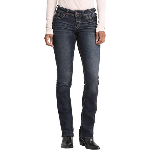 Silver Jeans Co. Dam Suki Curvy Fit High Rise Baby Bootcut Jean, Mörk indigo sköljning, 32W x 31L