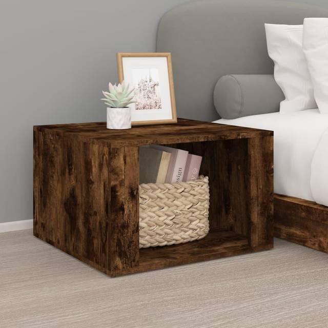 vidaXL Bedside Table Smoked Oak 57x55x36 cm Engineered Wood - Brown
