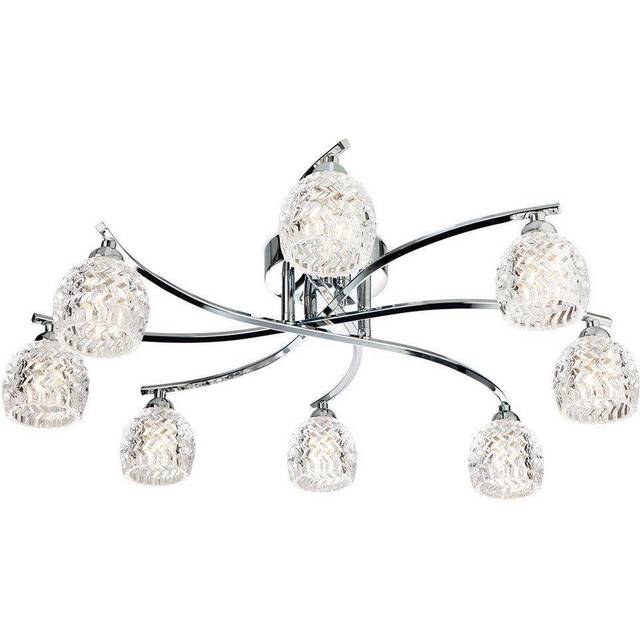 Firstlight Maple Contemporary Style 8-Light Flush Ceiling Light in Chrome and Clear Glass