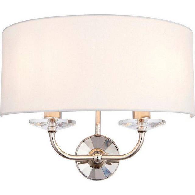 Endon 60180 Nixon Wall Light in Nickel with White Silk Shade