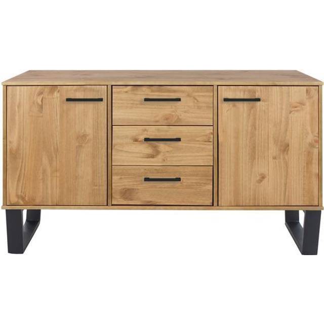 Texas medium sideboard with 2 doors and 3 drawers - Antique wax pine - Brown
