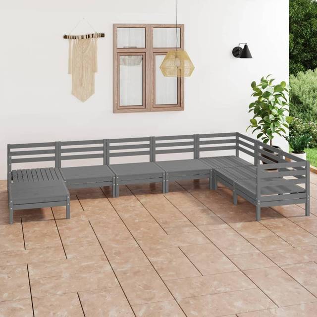 Vidaxl - 8 Piece Garden Lounge Set Solid Wood Pine Grey
