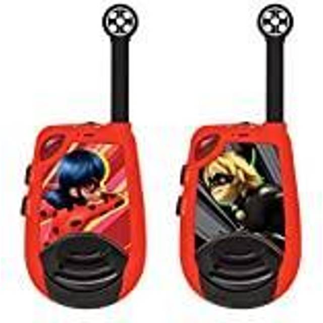 Miraculous Ladybug Cat Noir, Digital Walkie-Talkies for Children-2 km Transmission Range, Morse Light Function, Belt Clip for Transport, Battery, Red,