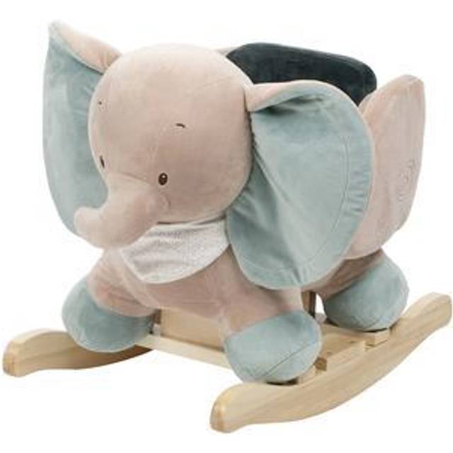 Nattou Gungdjur av polyester (frotté), elefant axel, 63 x 33 x 45 cm, Luna och Axel, grön/beige