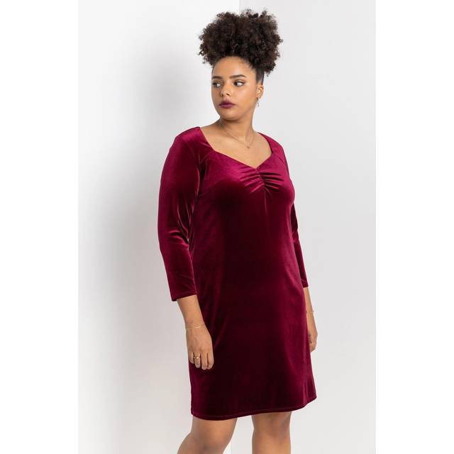 Roman Curve Wine Sweetheart Neck Velvet Dress - Size 20