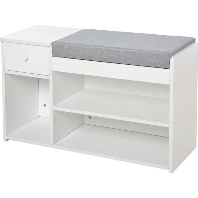 MDF Multi-Compartment Shoe Storage Bench Grey/White - Home Living | TJ Hughes White