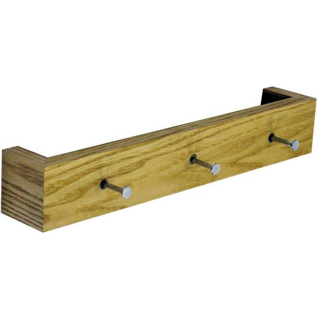 Techstyle Ellis Wood Wall Mounted 40Cm Floating Shelf With 3 Hooks Oak, Brown