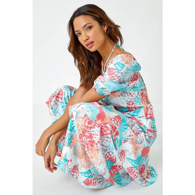 Puff sleeve tiered maxi dress for women uk - ladies roman originals