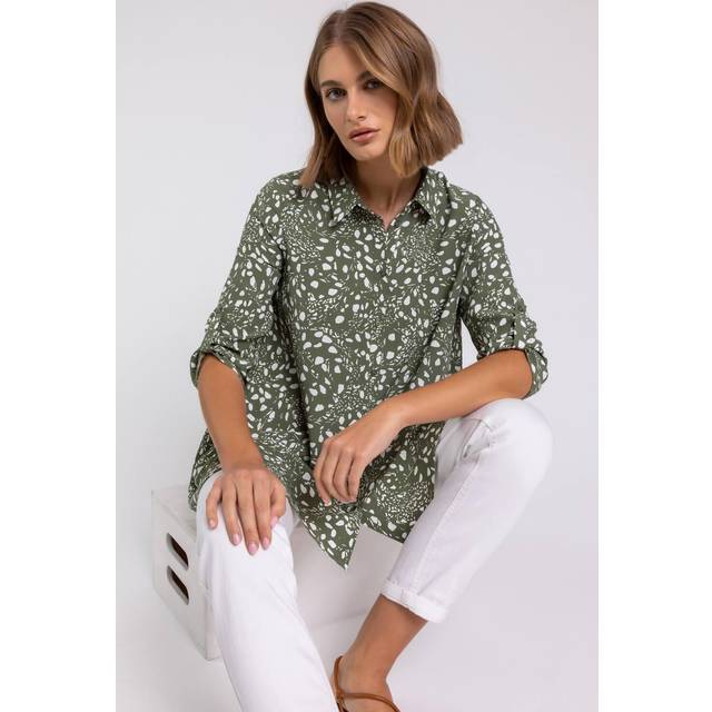 Roman Khaki Ditsy Spot Tunic Blouse - Size 20