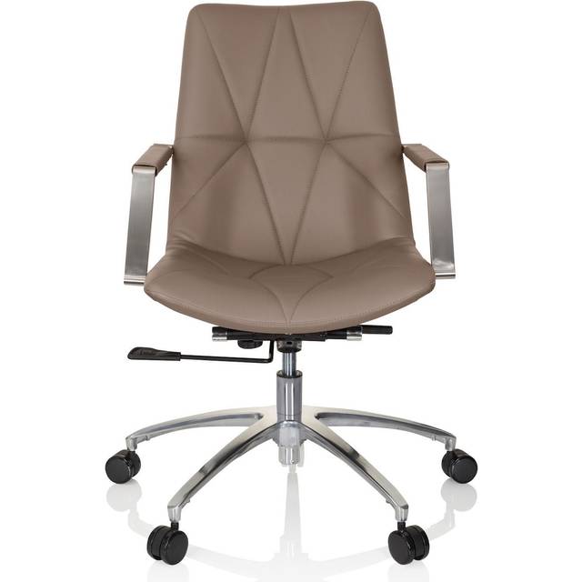 hjh OFFICE 670982 SARANTO II PU Taupe snurrfåtölj Retrofåtölj med hjul, justerbar i höjdled, klädsel i läderimitation