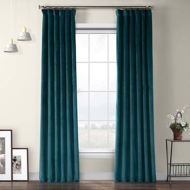 HPD Half Price Drapes Heritage Plush Velvet curtains for Bedroom  Living Room 50 X 108  VPYc-179921-108 (1 Panel) Deep Sea Teal