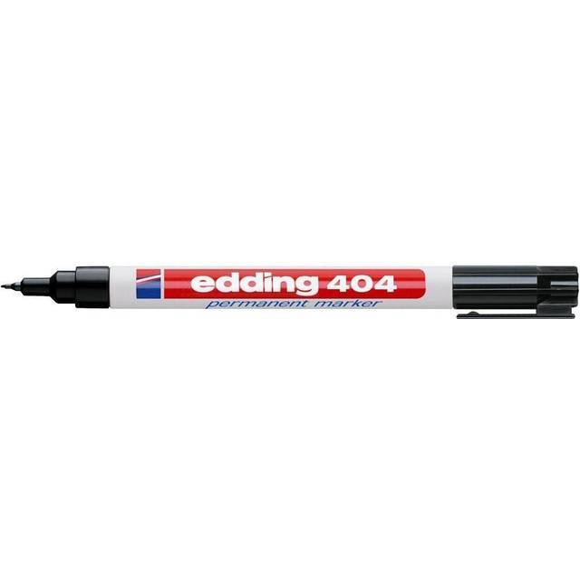 edding 404 Permanent Marker - Black - 10 Pens - Fine Round Tip 0.75 mm - Waterproof, Quick-Drying, Smear-Proof Pens - for Cardboard, Plastic, Woo