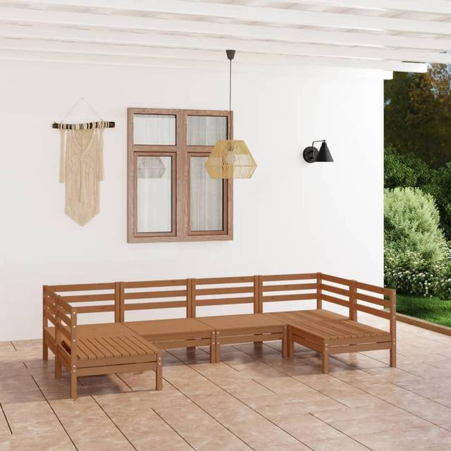 Vidaxl 6 Piece Garden Lounge Set Honey Brown Solid Wood Pine