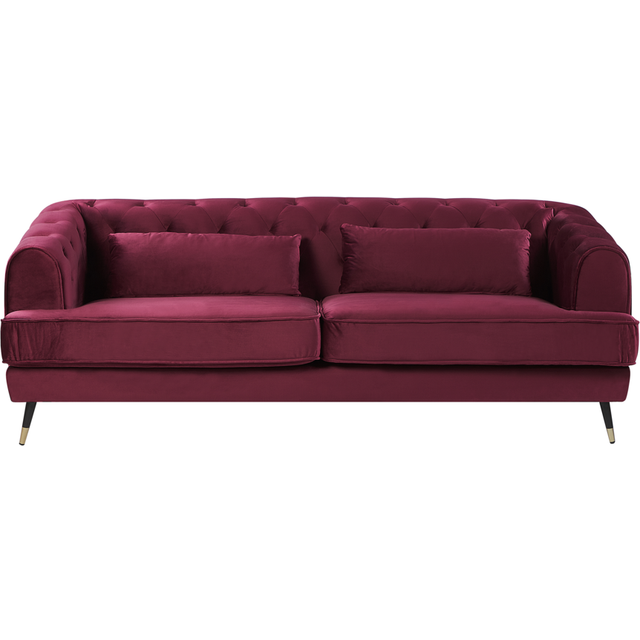 Beliani 3 Seater Velvet Fabric Sofa Burgundy Sletta, Red